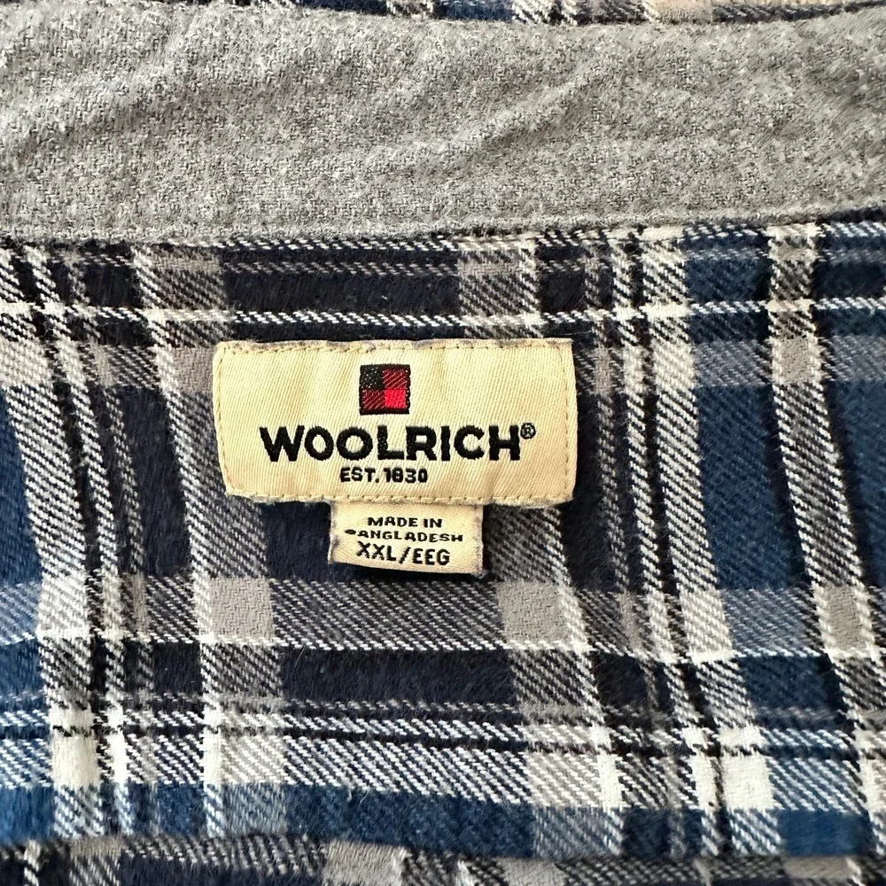 Woolrich‎ Flannel Men's 2XL XXL Blue Plaid Checkered Long Sleeve Button Up Shirt - Picture 11 of 14